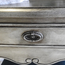 Not For Sale - Eliza: Aged Metallic wing back mirror dressing table with Stool