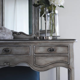 Not For Sale - Eliza: Aged Metallic wing back mirror dressing table with Stool