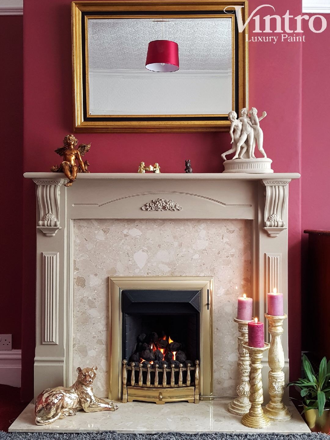 Vintro Mulberry Supreme Emulsion on Walls and Pebble Vintro Chalk Paint