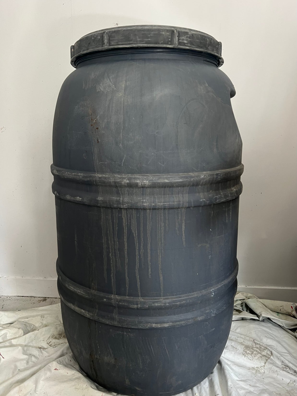 Not For Sale - Plastic Olive Barrel Turned Into A Decorative Stone Outdoor Pot Tutorial
