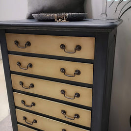 Not For Sale - Adrienne: Blue and Brushed Gold hand painted small set of drawers