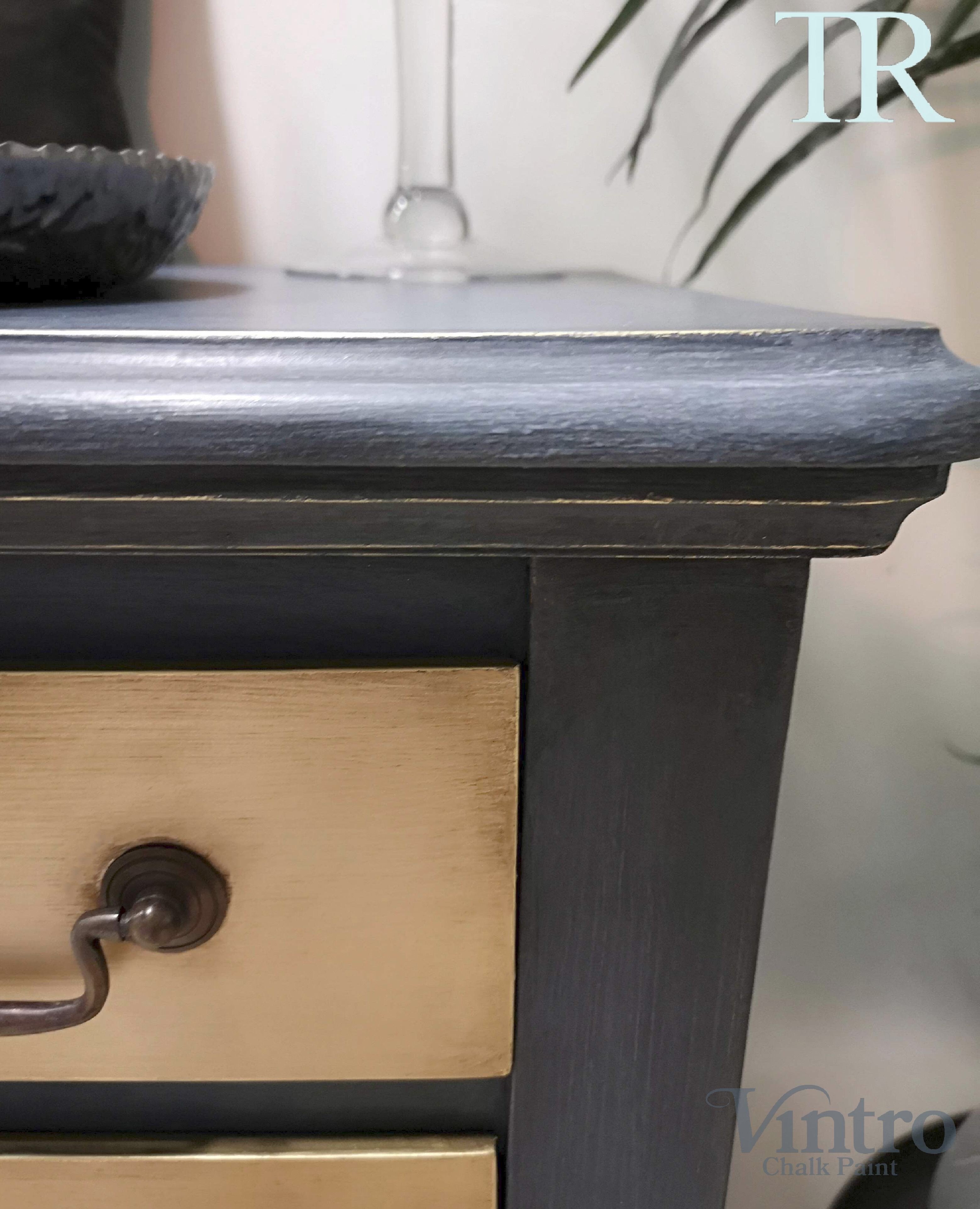 Not For Sale - Adrienne: Blue and Brushed Gold hand painted small set of drawers