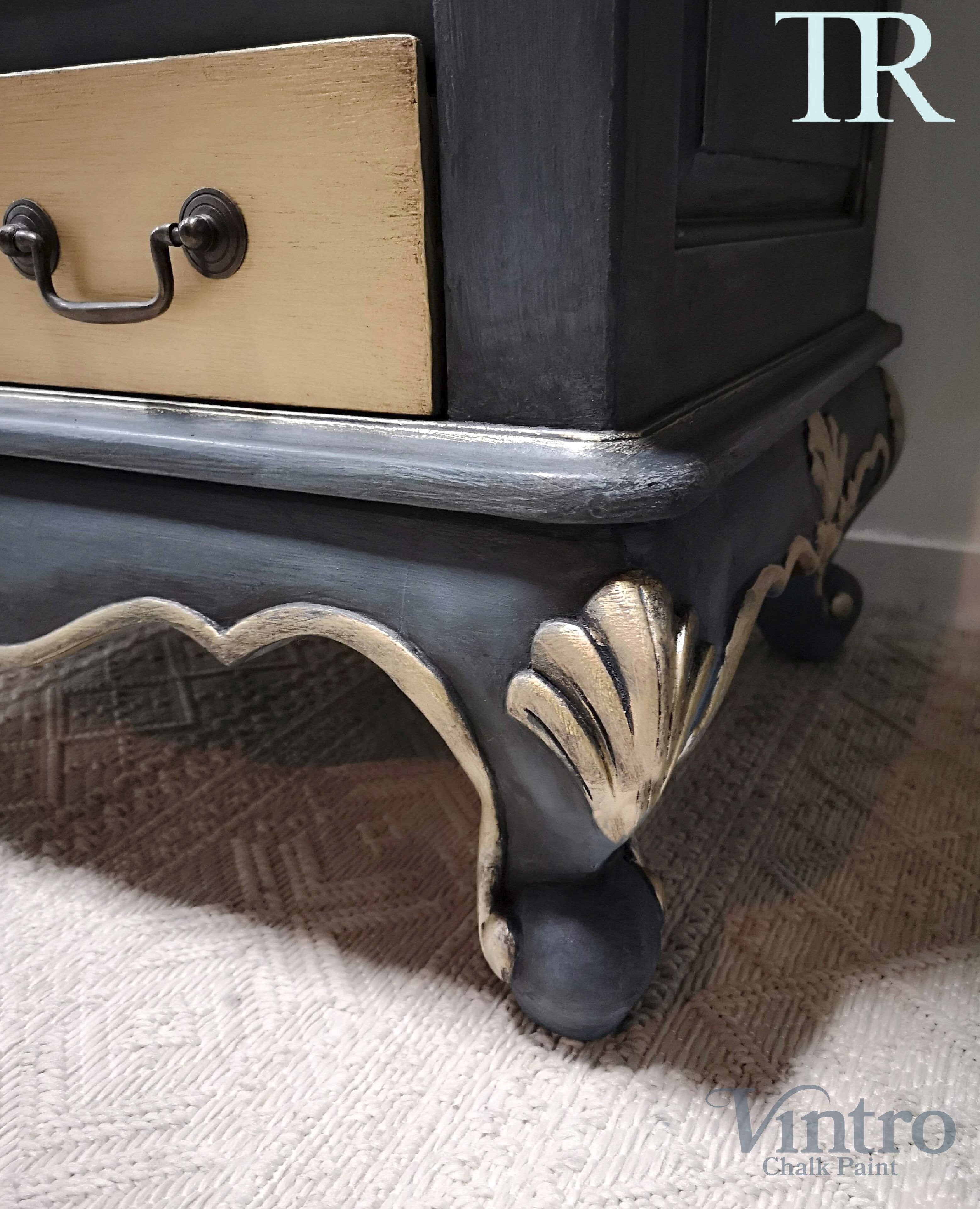 Not For Sale - Adrienne: Blue and Brushed Gold hand painted small set of drawers