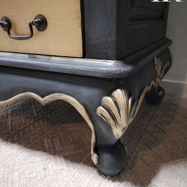Not For Sale - Adrienne: Blue and Brushed Gold hand painted small set of drawers