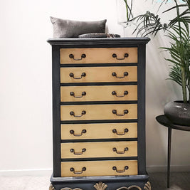 Not For Sale - Adrienne: Blue and Brushed Gold hand painted small set of drawers