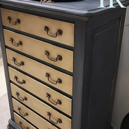 Not For Sale - Adrienne: Blue and Brushed Gold hand painted small set of drawers