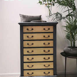Not For Sale - Adrienne: Blue and Brushed Gold hand painted small set of drawers