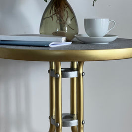 Not For Sale - Outdoor glass and metal table transformed in Artisan Stone and Metallic Alchemy (Video Included)
