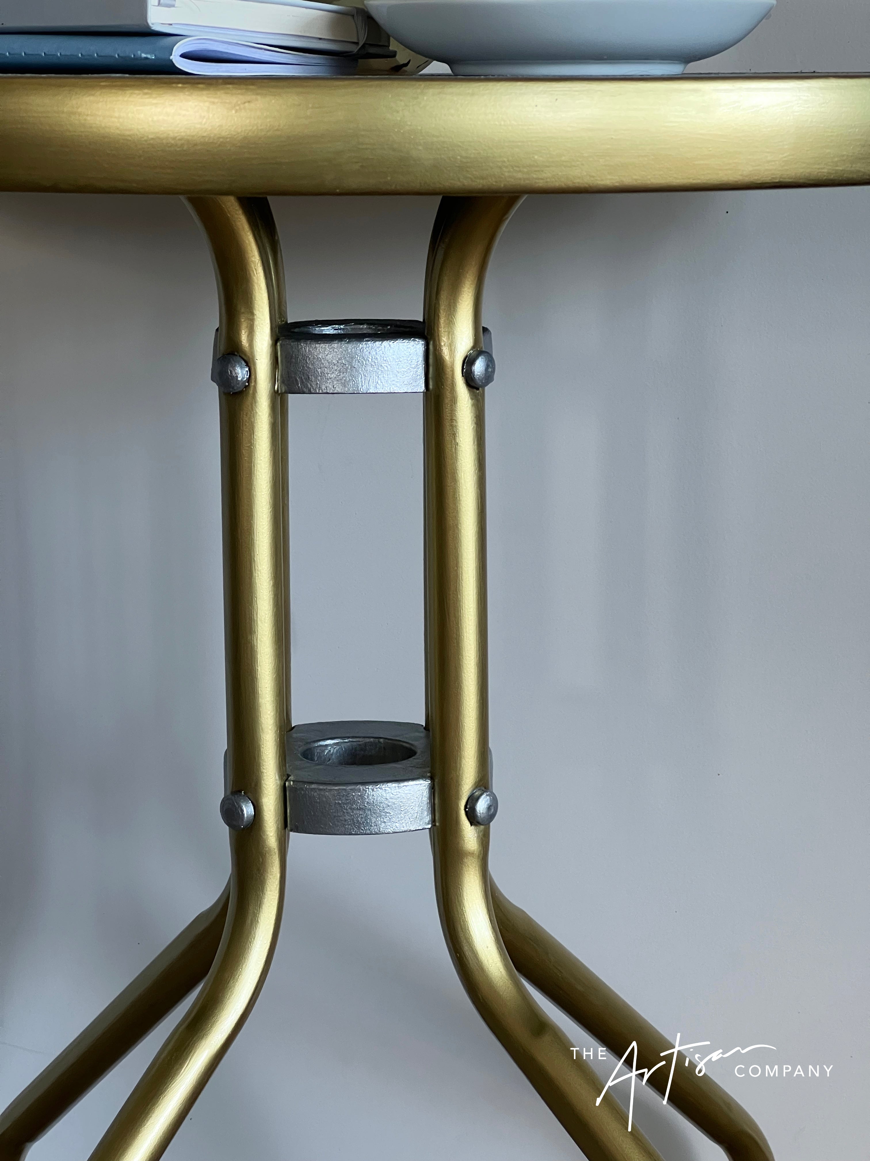 Not For Sale - Outdoor glass and metal table transformed in Artisan Stone and Metallic Alchemy (Video Included)