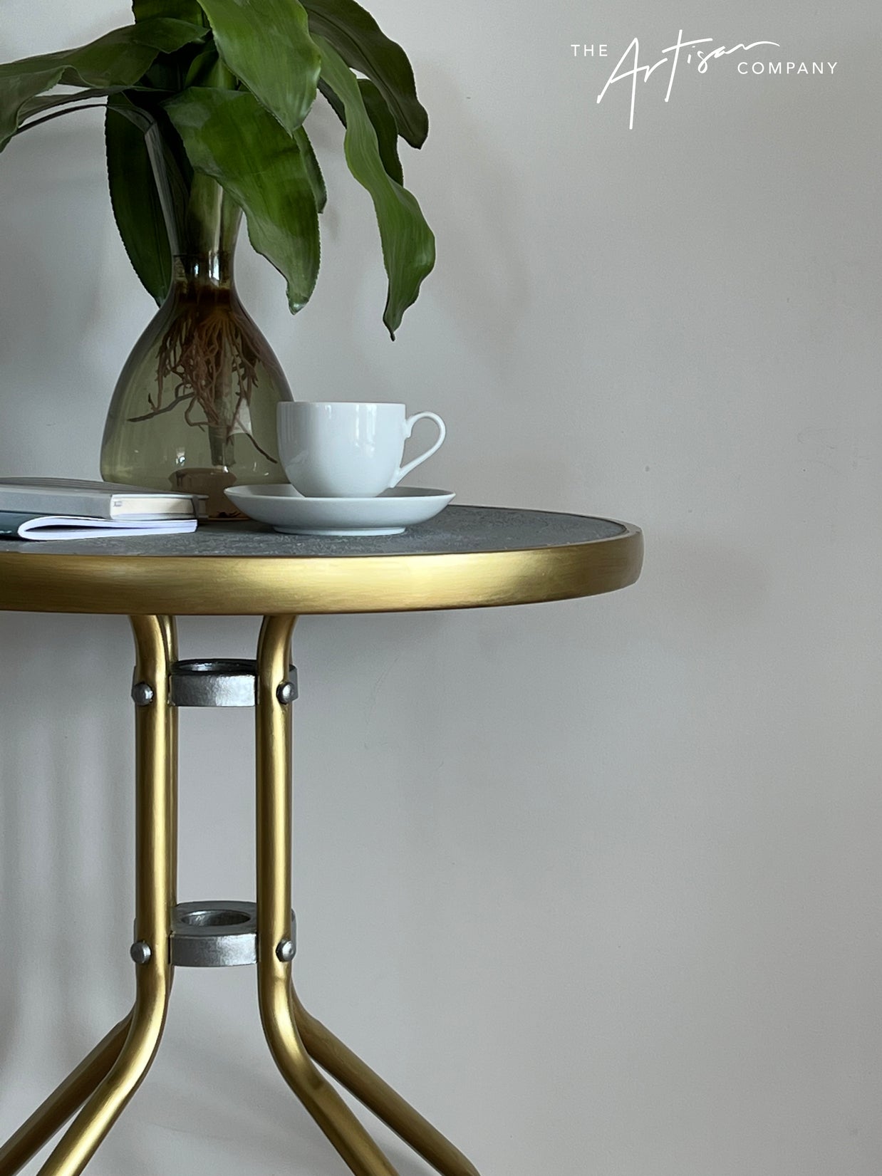 Not For Sale - Outdoor glass and metal table transformed in Artisan Stone and Metallic Alchemy (Video Included)