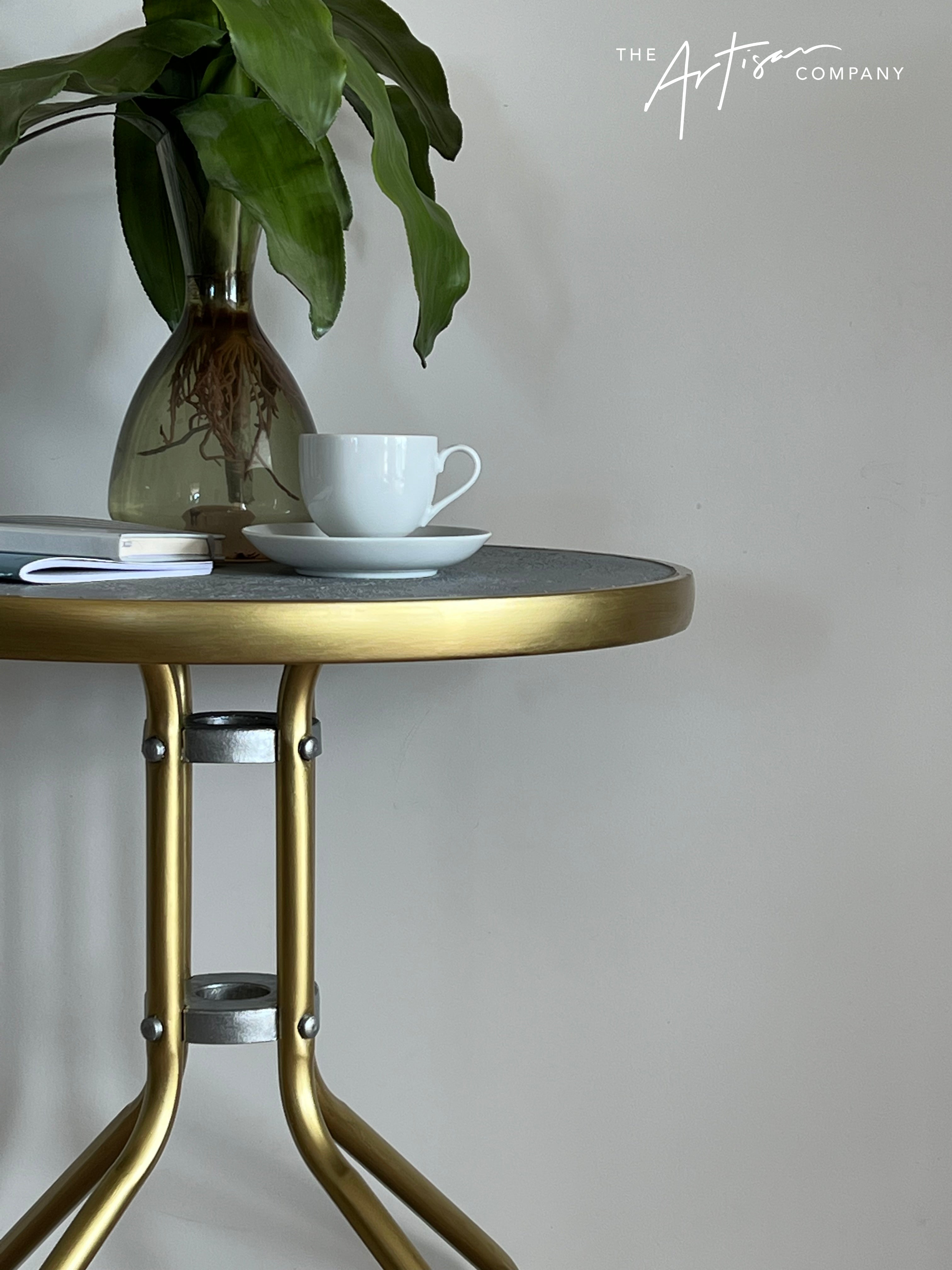 Not For Sale - Outdoor glass and metal table transformed in Artisan Stone and Metallic Alchemy (Video Included)