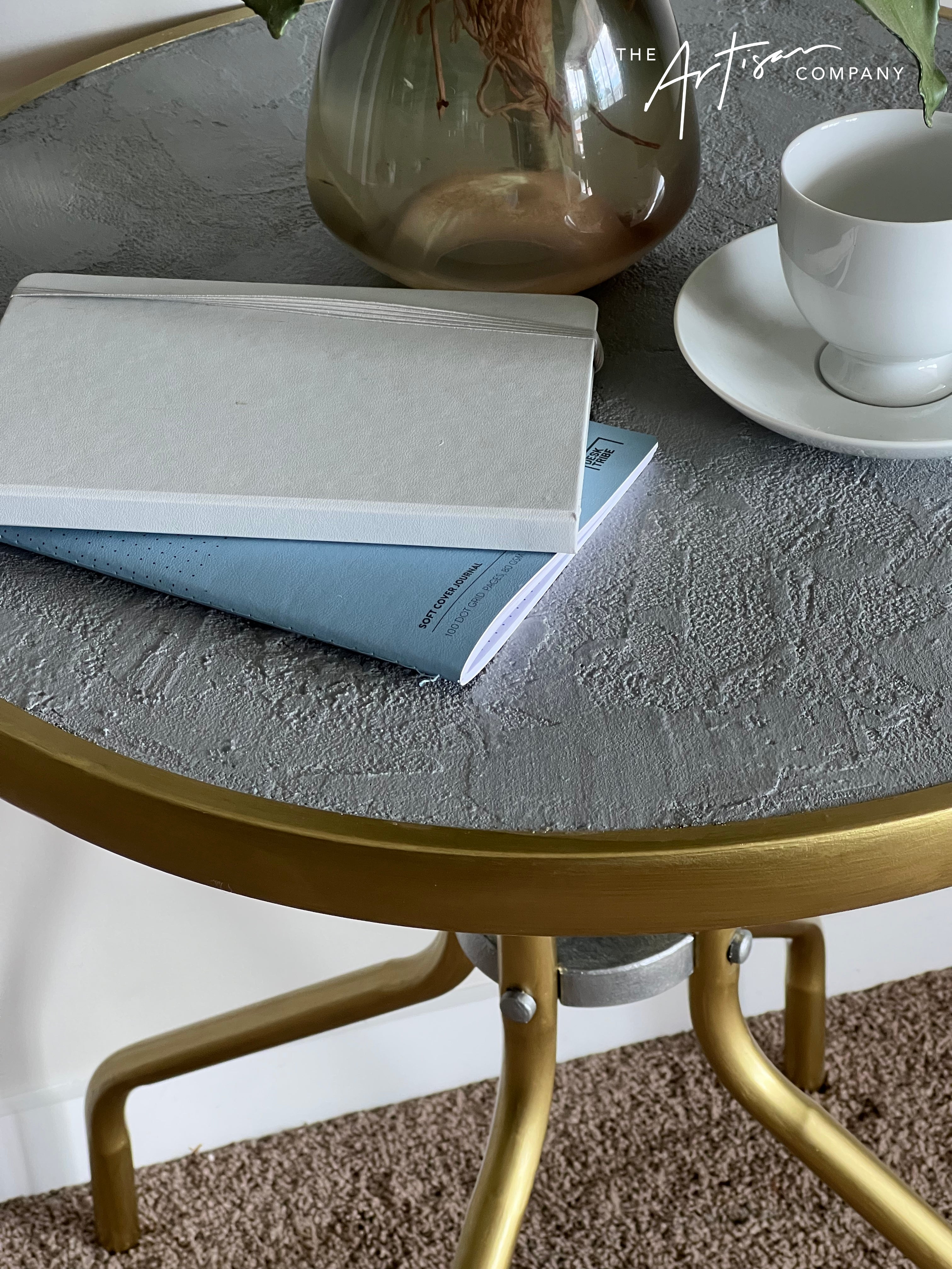 Not For Sale - Outdoor glass and metal table transformed in Artisan Stone and Metallic Alchemy (Video Included)