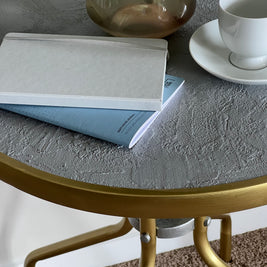 Not For Sale - Outdoor glass and metal table transformed in Artisan Stone and Metallic Alchemy (Video Included)