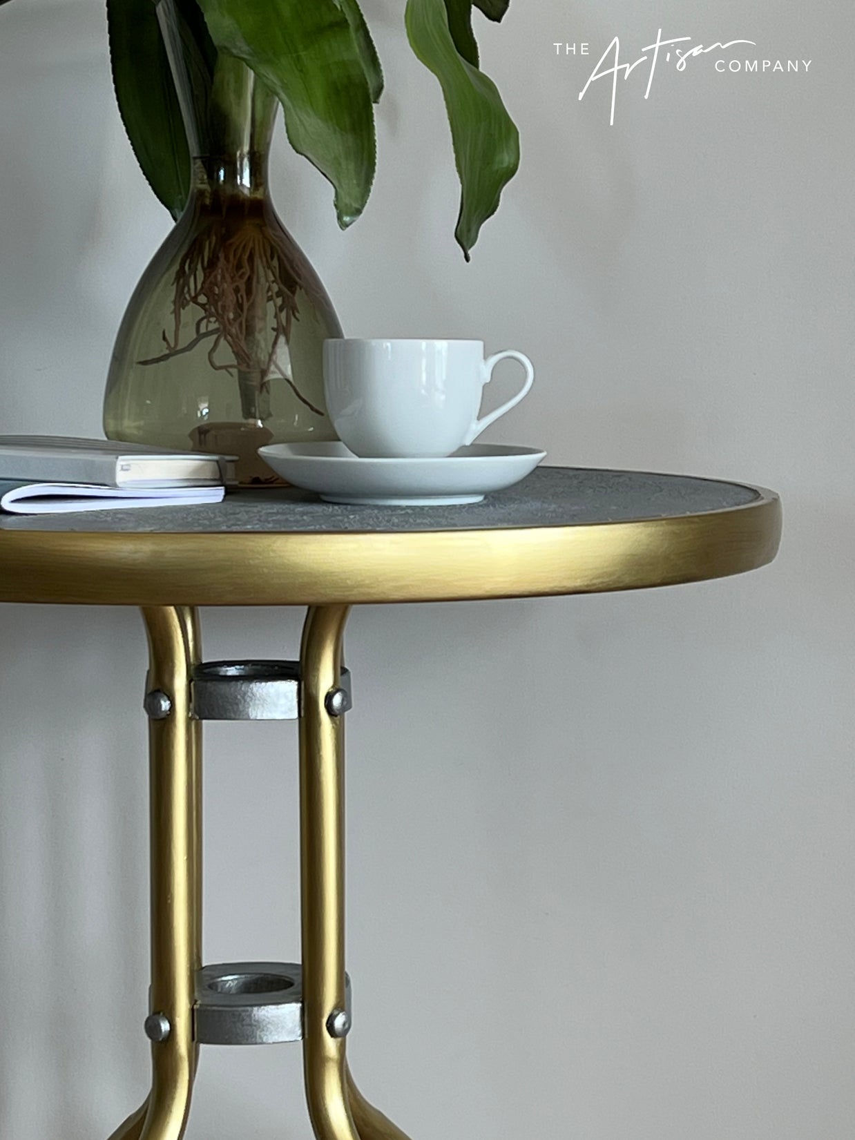 Not For Sale - Outdoor glass and metal table transformed in Artisan Stone and Metallic Alchemy (Video Included)
