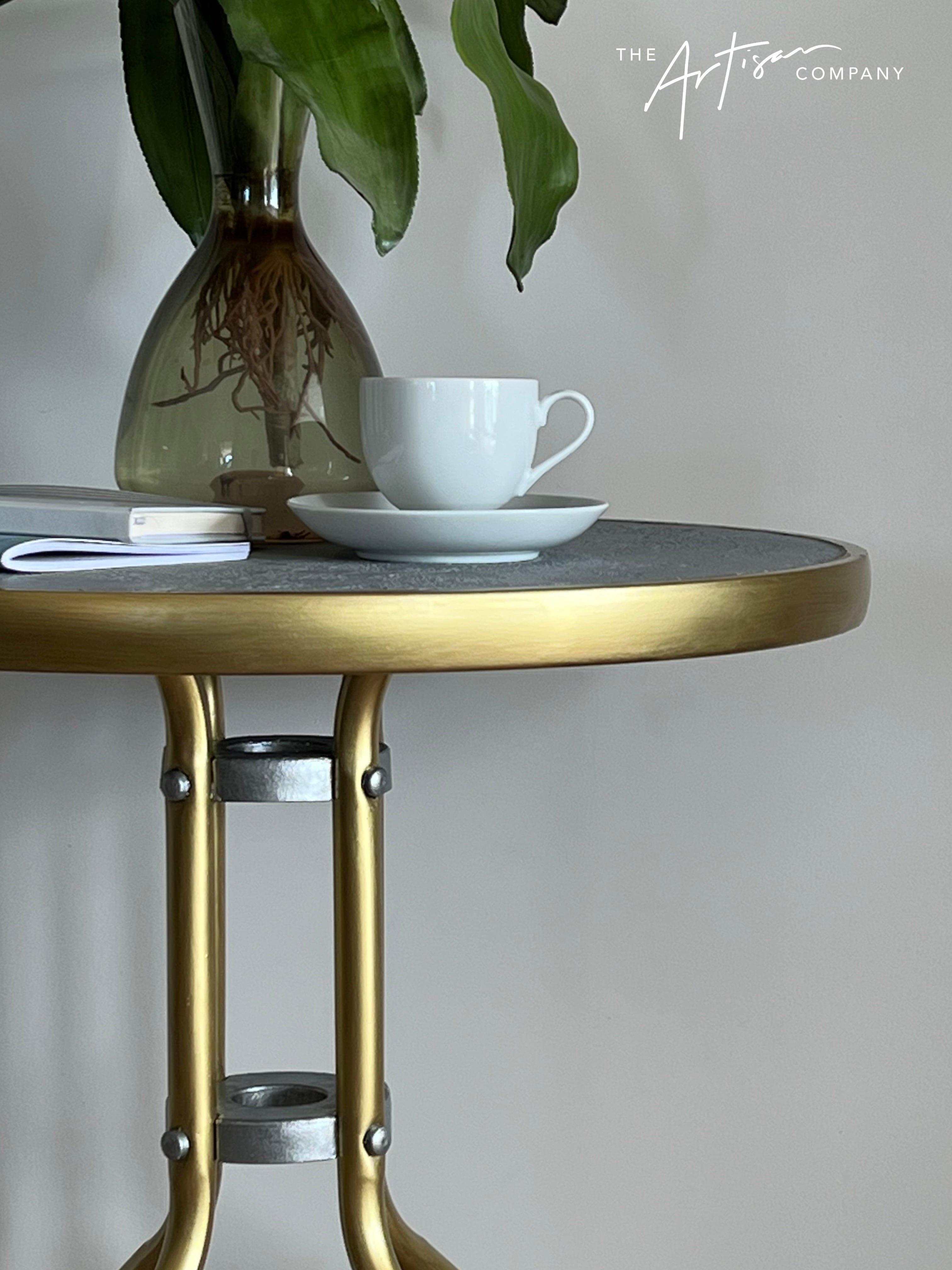 Not For Sale - Outdoor glass and metal table transformed in Artisan Stone and Metallic Alchemy (Video Included)