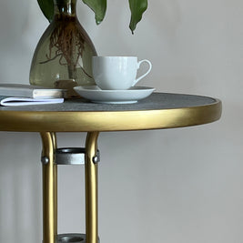 Not For Sale - Outdoor glass and metal table transformed in Artisan Stone and Metallic Alchemy (Video Included)