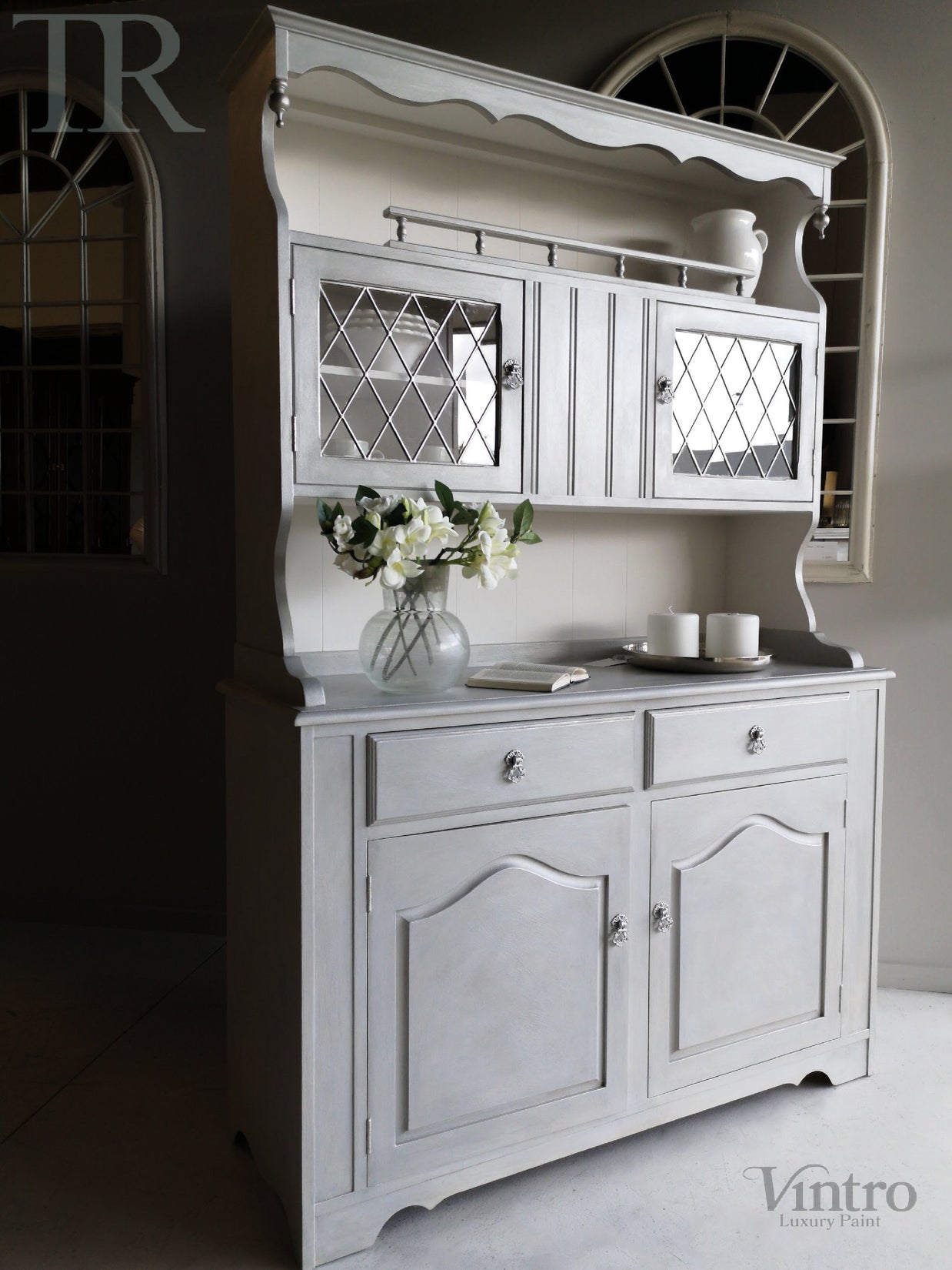 Not For Sale - Commissioned Hutch Dresser in Vintro Chalk Paint with a silver lustre