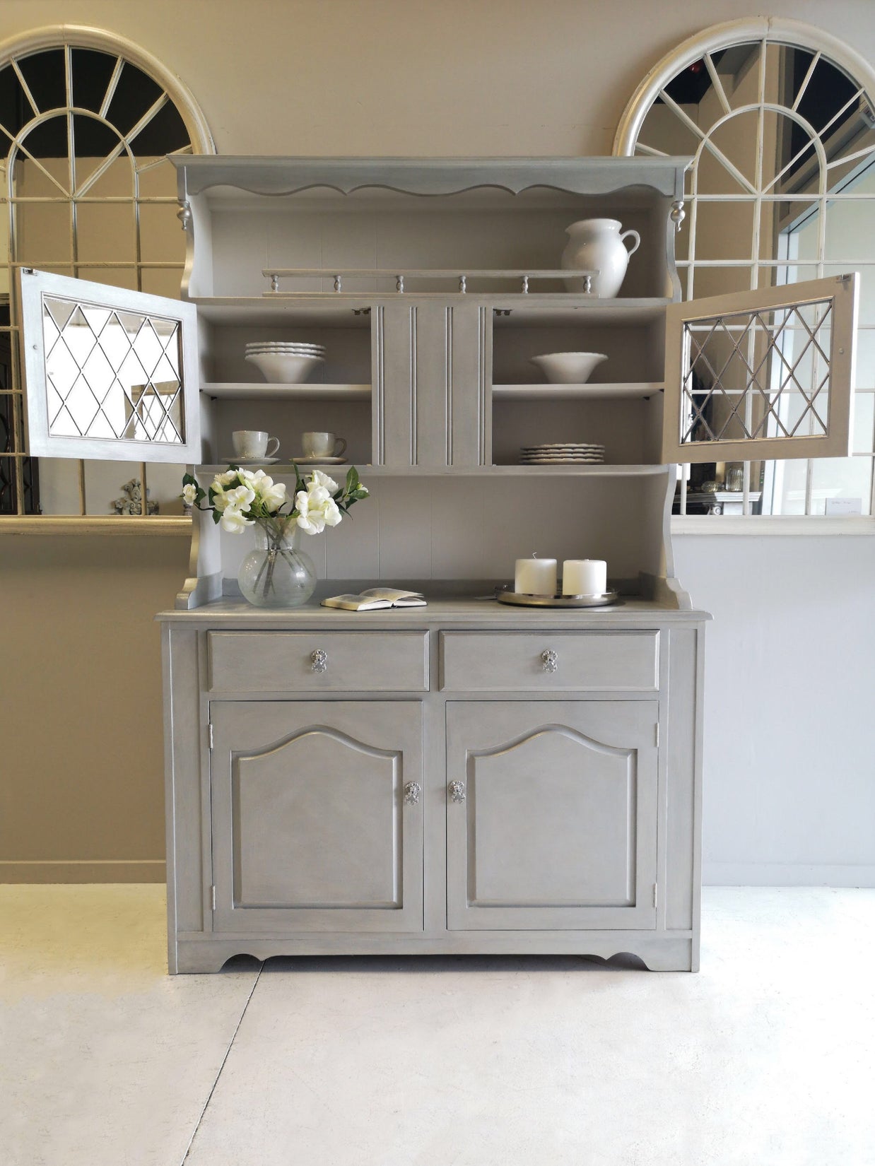 Not For Sale - Commissioned Hutch Dresser in Vintro Chalk Paint with a silver lustre