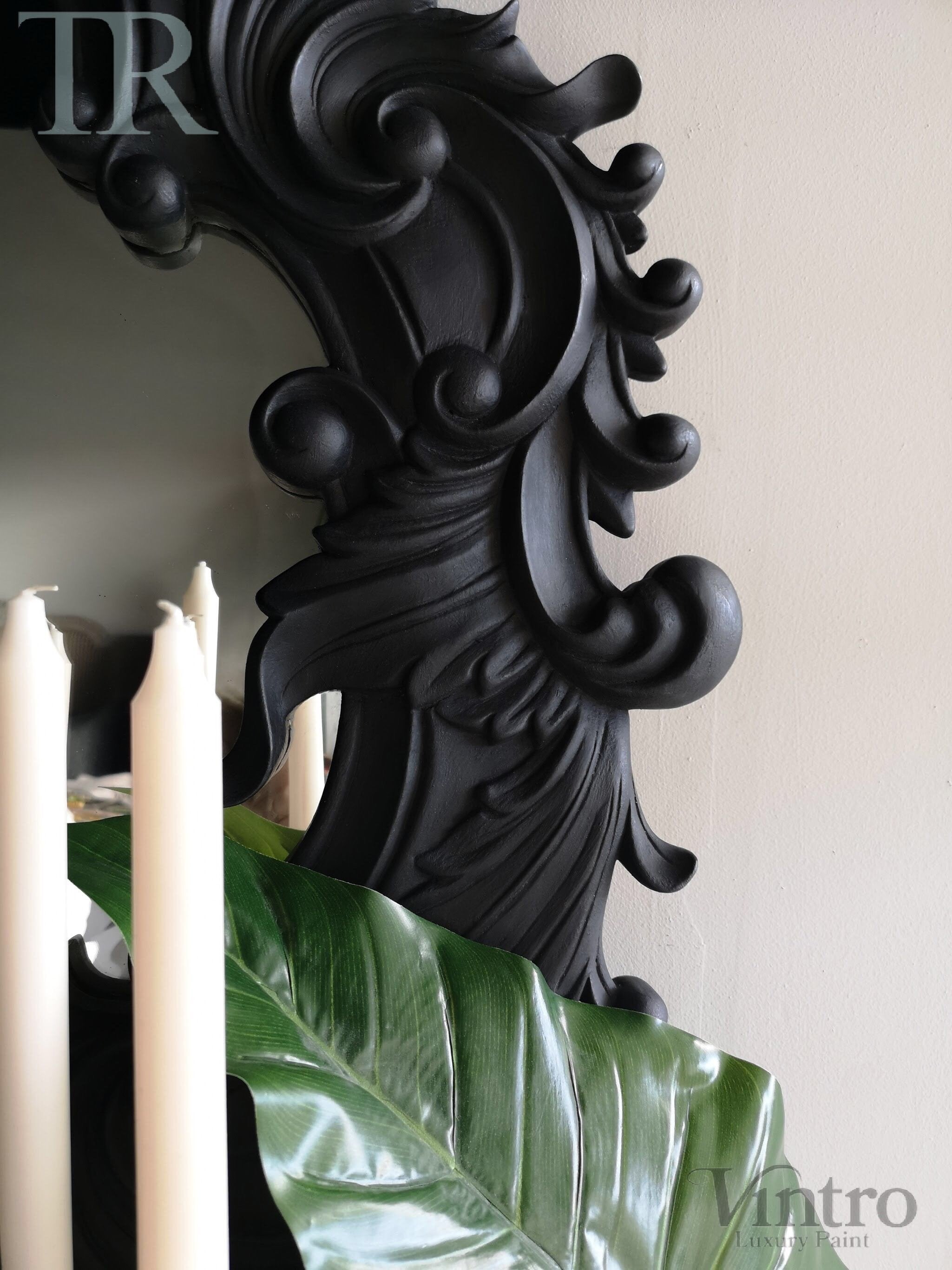Not For Sale - Greta: Black ornate carved mirror
