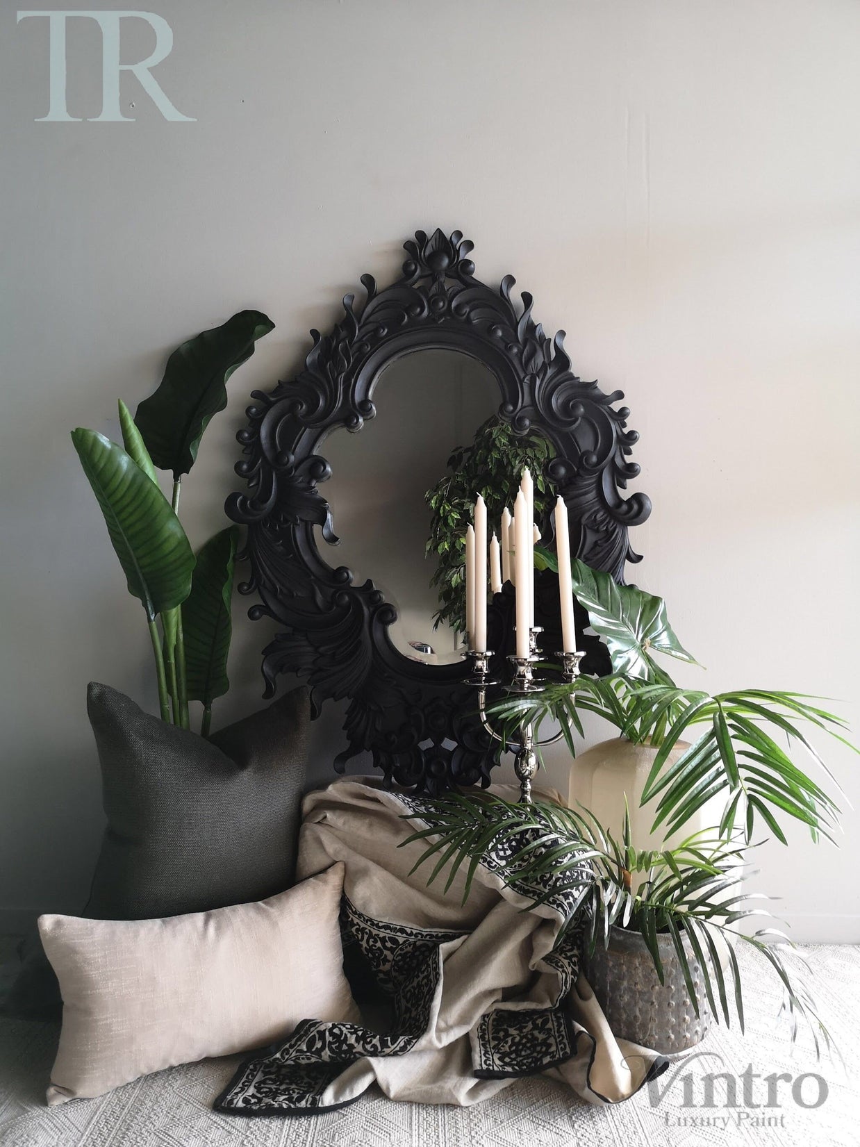 Not For Sale - Greta: Black ornate carved mirror