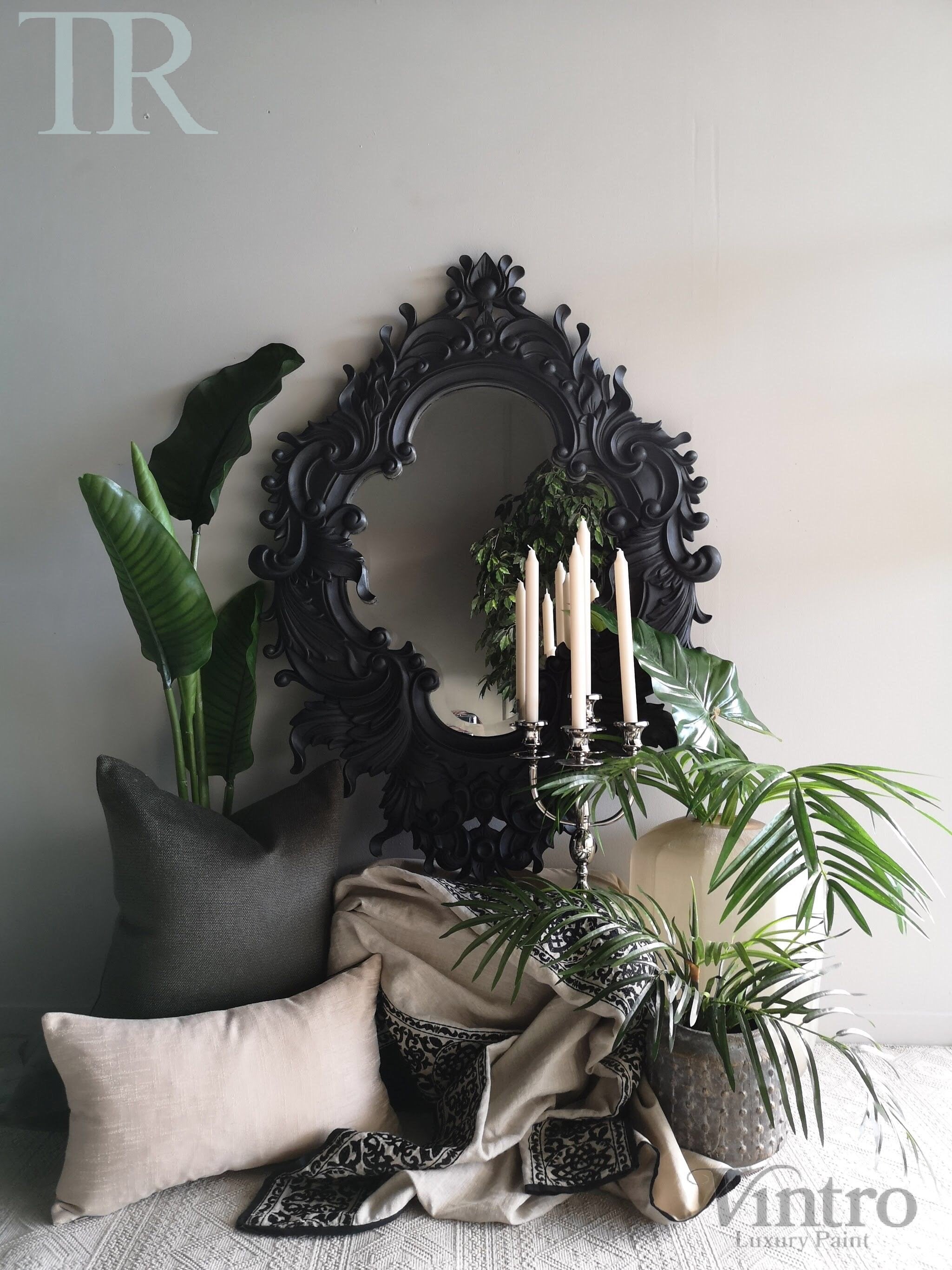 Not For Sale - Greta: Black ornate carved mirror