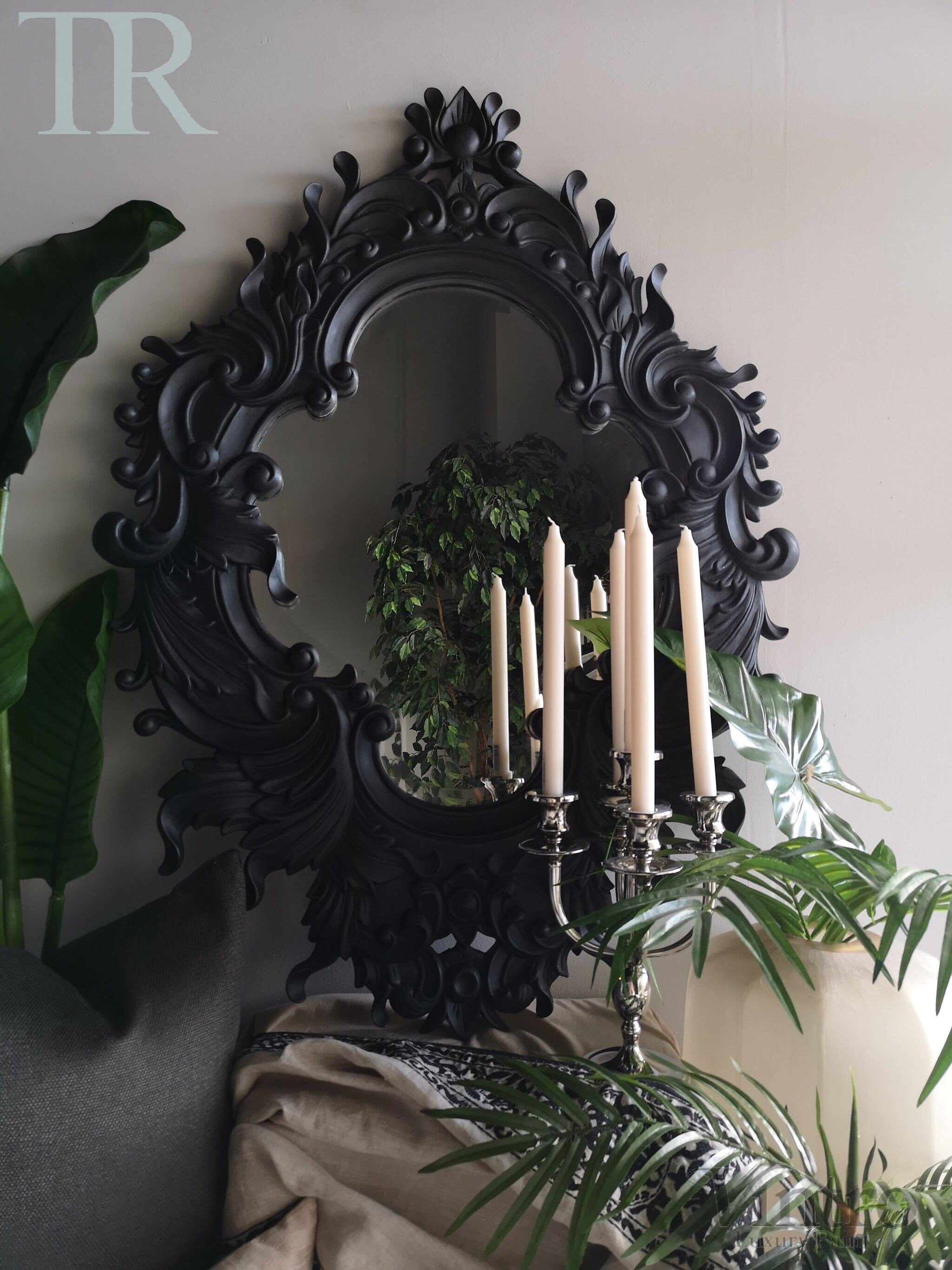 Not For Sale - Greta: Black ornate carved mirror