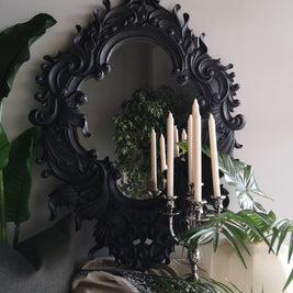 Not For Sale - Greta: Black ornate carved mirror