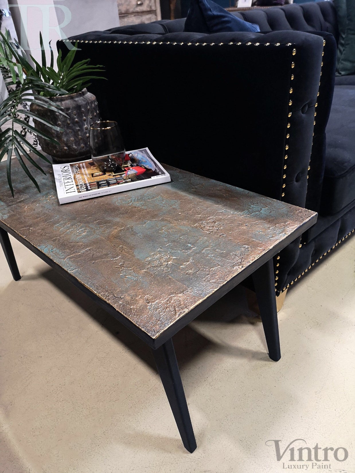 Not For Sale - Eva: Bespoke hand painted mid century modern table with decorative top