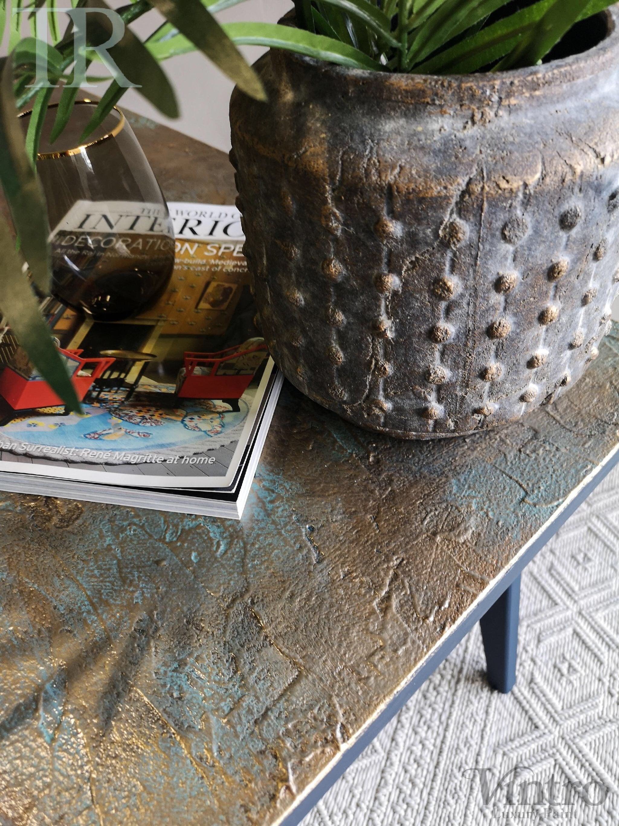 Not For Sale - Eva: Bespoke hand painted mid century modern table with decorative top