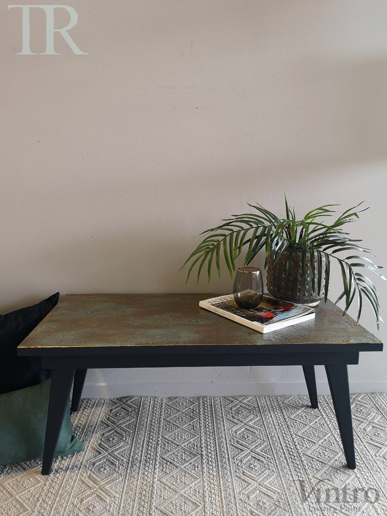 Not For Sale - Eva: Bespoke hand painted mid century modern table with decorative top