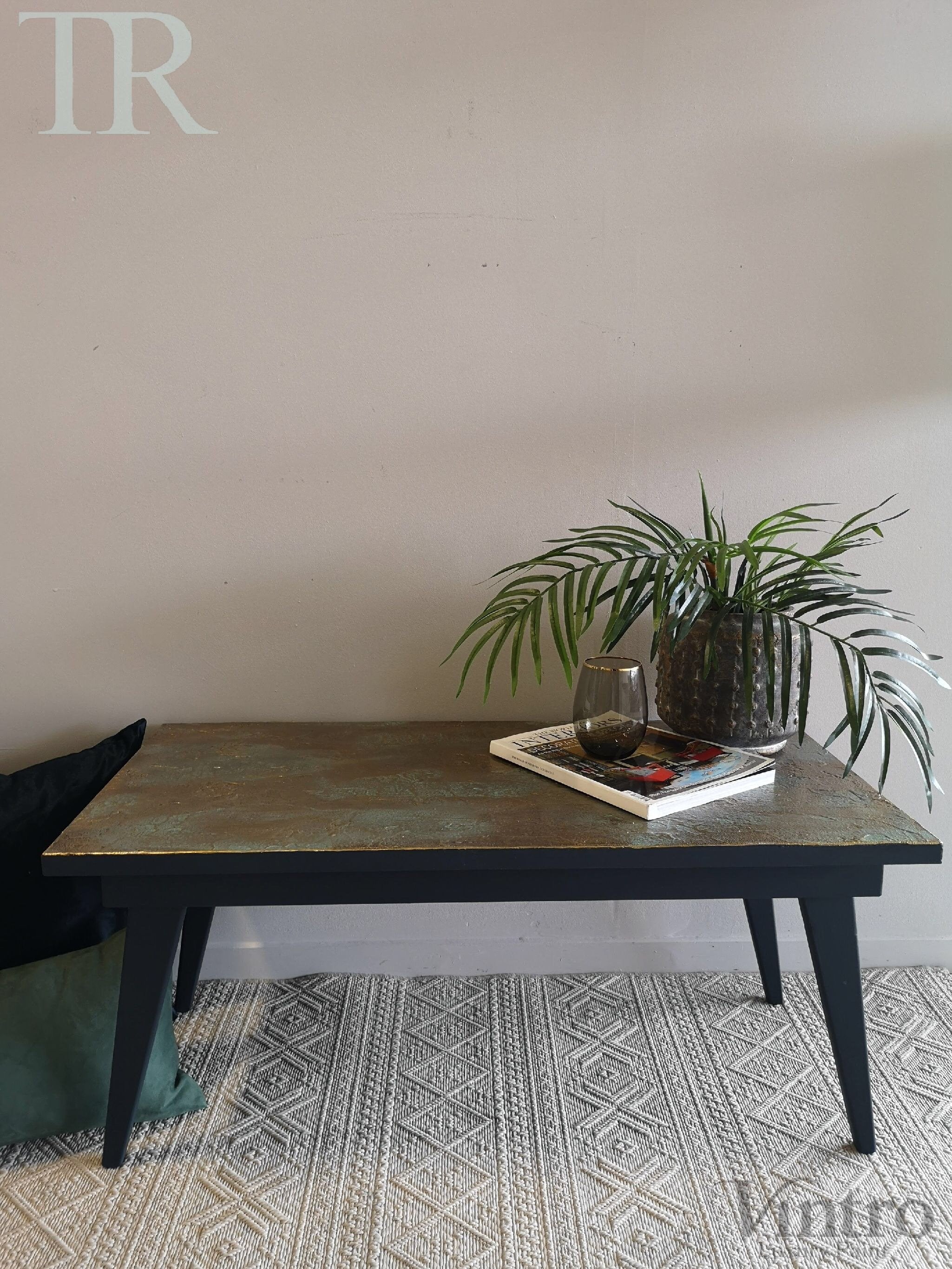 Not For Sale - Eva: Bespoke hand painted mid century modern table with decorative top