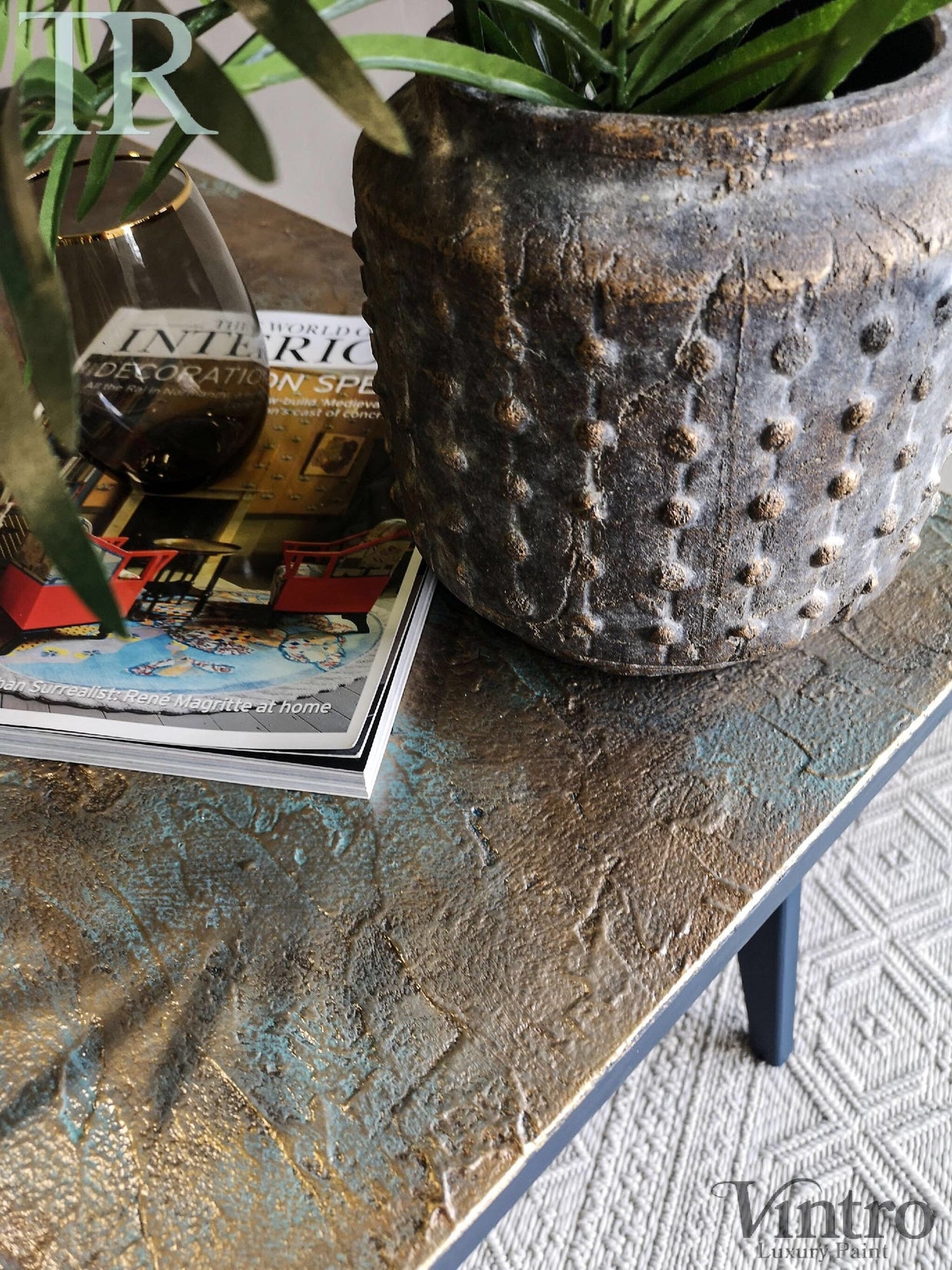 Not For Sale - Eva: Bespoke hand painted mid century modern table with decorative top