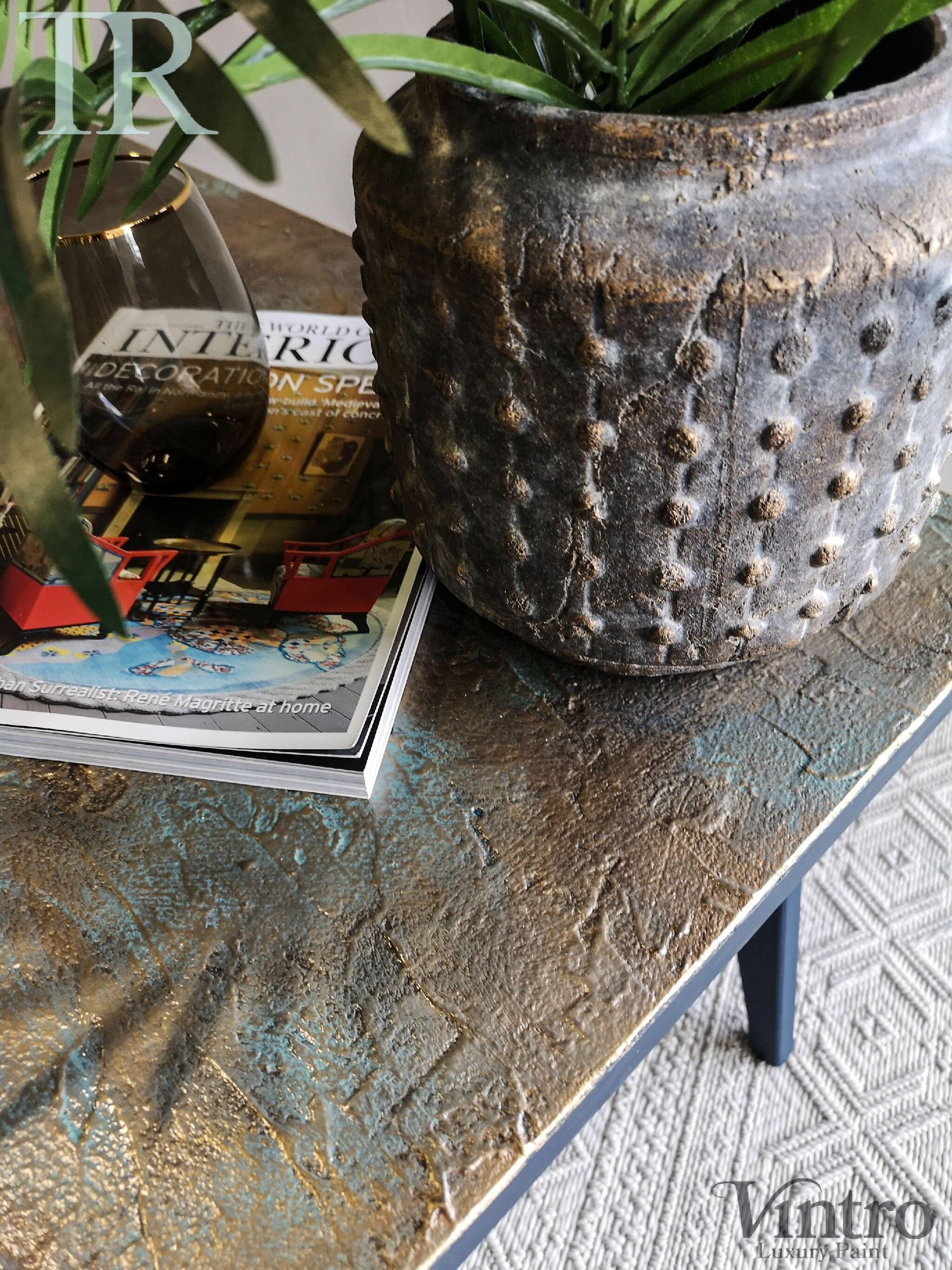 Not For Sale - Eva: Bespoke hand painted mid century modern table with decorative top