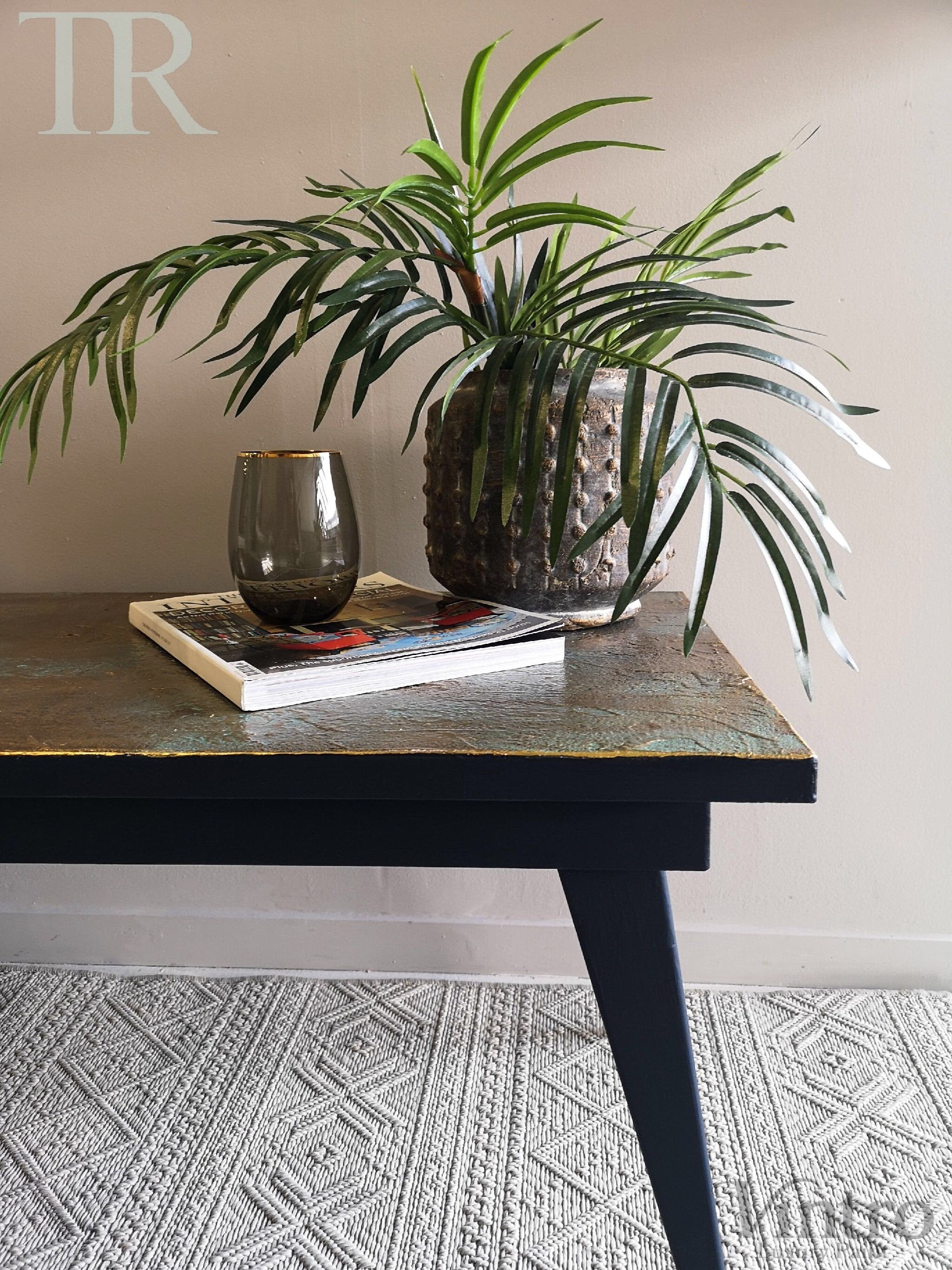 Not For Sale - Eva: Bespoke hand painted mid century modern table with decorative top