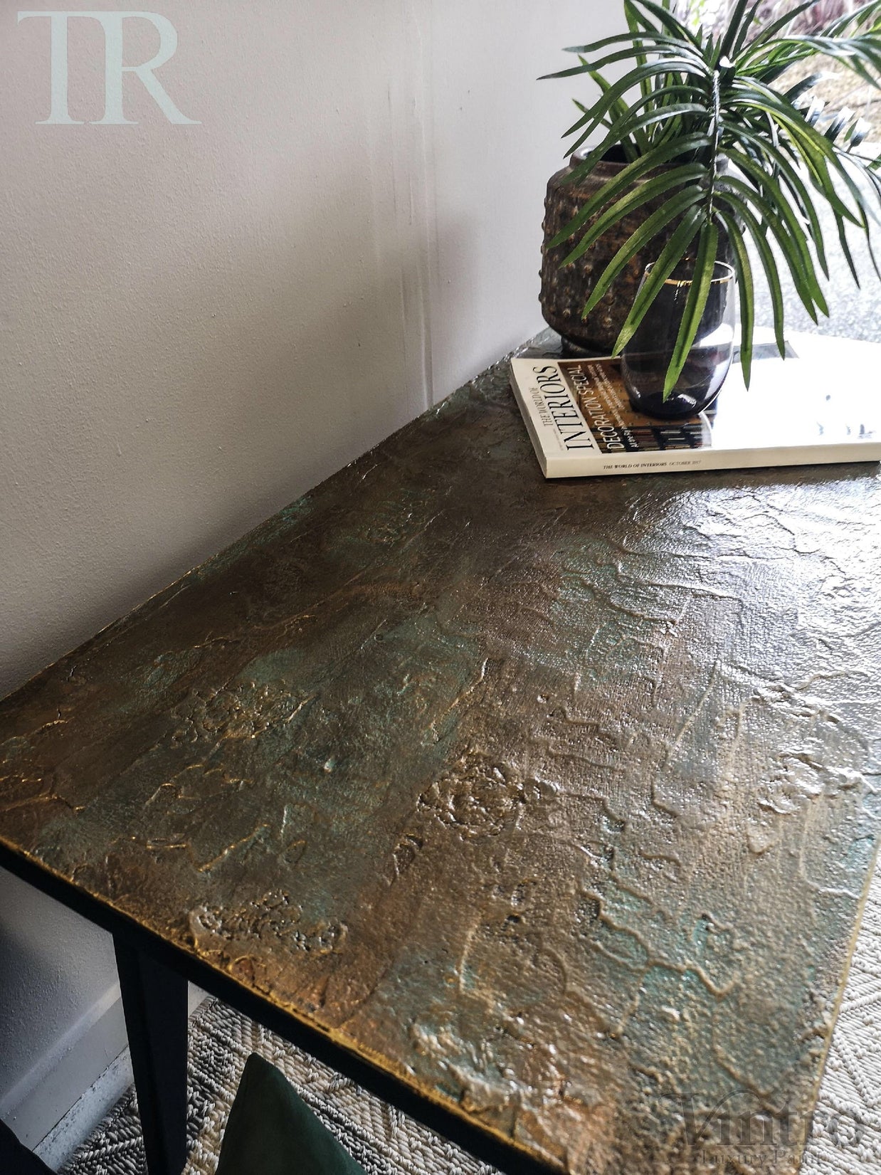 Not For Sale - Eva: Bespoke hand painted mid century modern table with decorative top