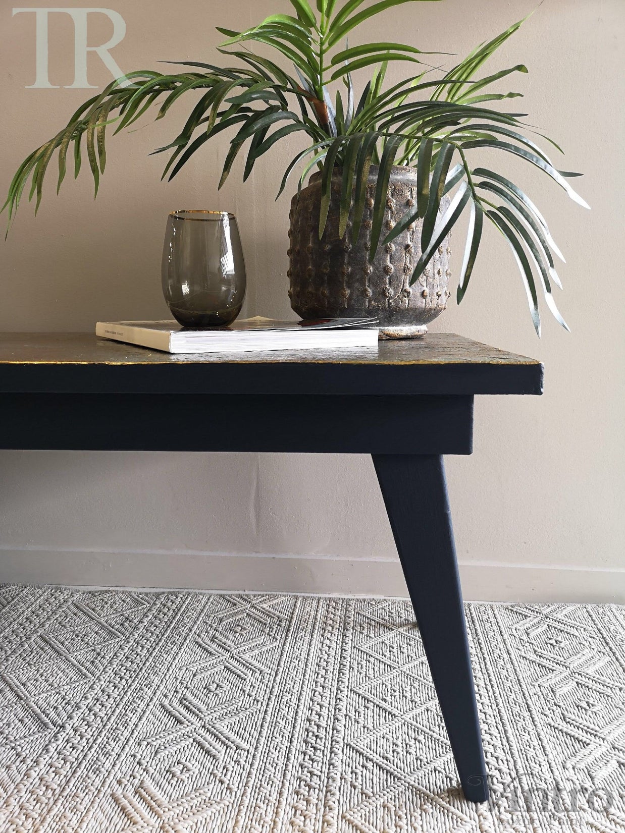 Not For Sale - Eva: Bespoke hand painted mid century modern table with decorative top