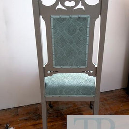 Not For Sale - Alice: Oak carved chair in french linen and duck egg blue