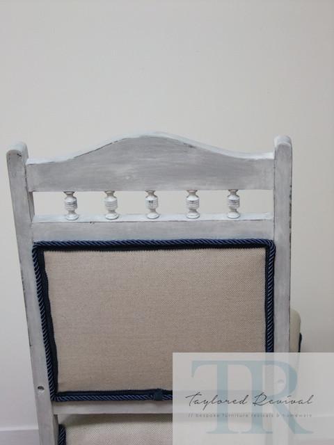 Not For Sale - Kimberley: Custom blended, white washed slipper chair in nautical theme