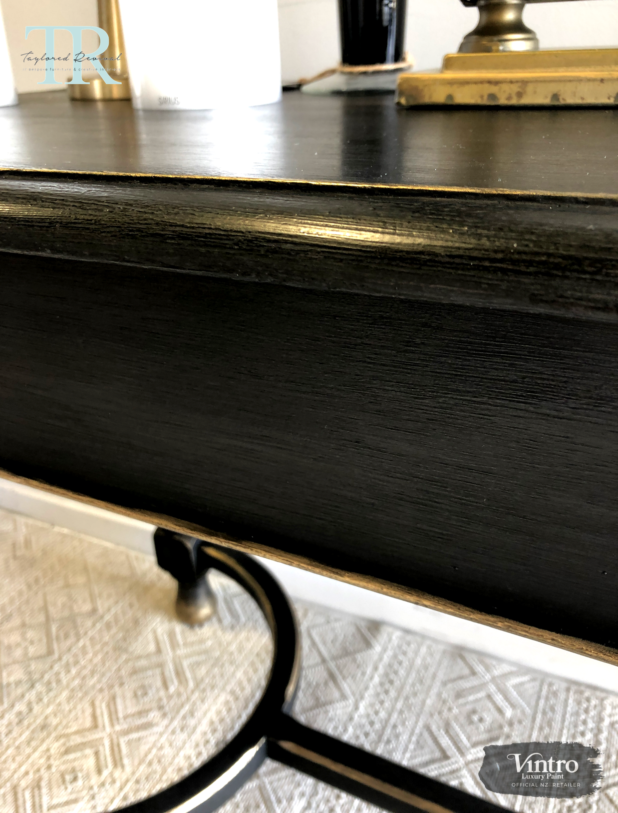 Not For Sale - Commissioned Hall Table in Midnight with Victorian Black Wax