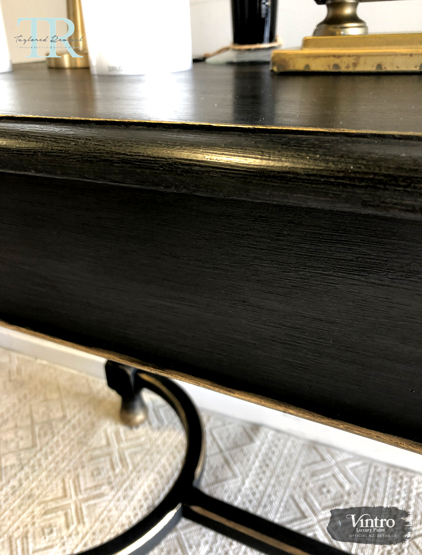 Not For Sale - Commissioned Hall Table in Midnight with Victorian Black Wax