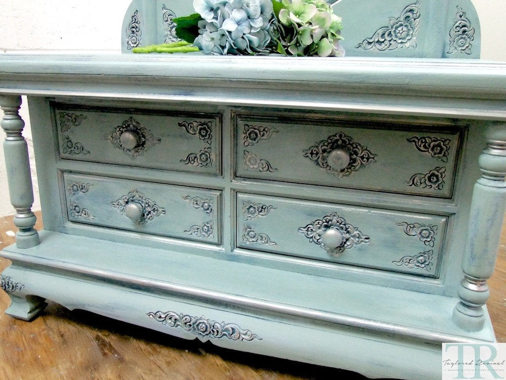 Not For Sale - Commissioned  free standing Mirror in a duck egg blue