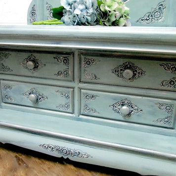 Not For Sale - Commissioned  free standing Mirror in a duck egg blue