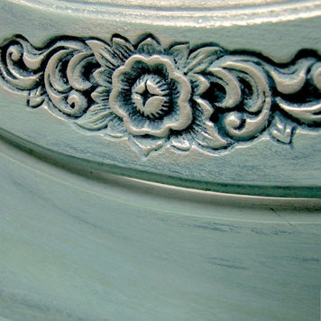 Not For Sale - Commissioned  free standing Mirror in a duck egg blue