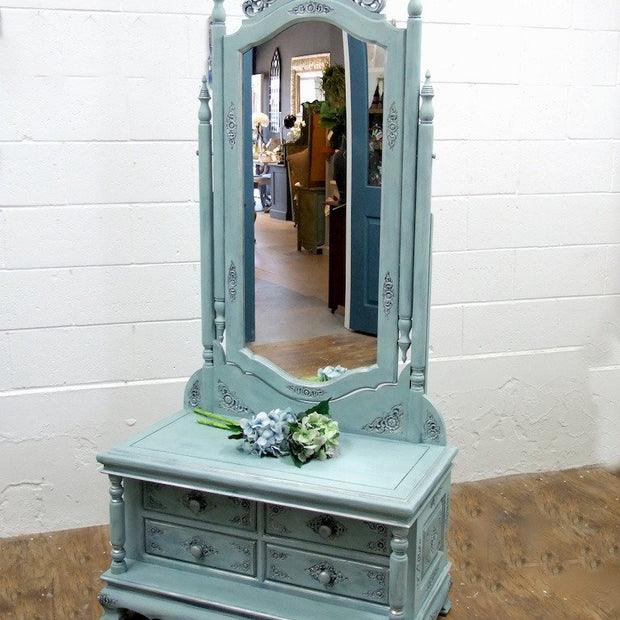 Not For Sale - Commissioned  free standing Mirror in a duck egg blue
