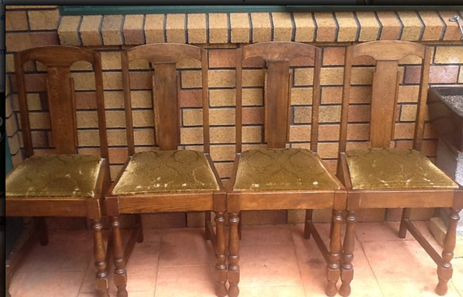 Not For Sale - Commissioned Bespoke Dining Suite in Antibes Green with natural rustic top