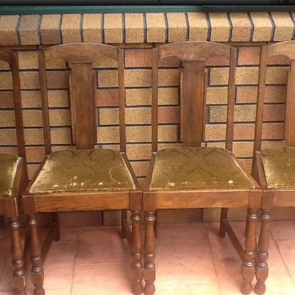 Not For Sale - Commissioned Bespoke Dining Suite in Antibes Green with natural rustic top