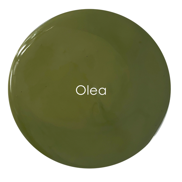 Olea chalk paint swatch – warm earthy olive green