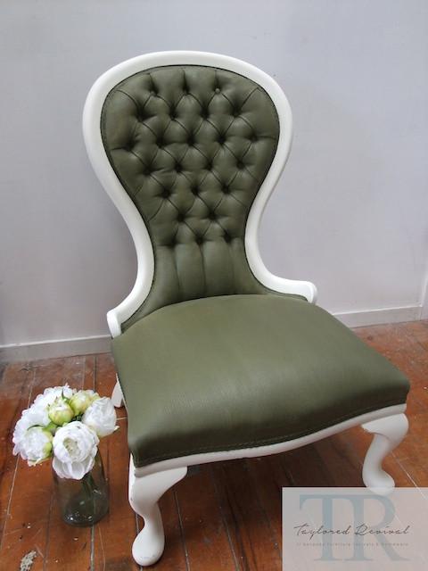 Commissioned chair with painted olive upholstery