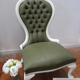 Commissioned chair with painted olive upholstery