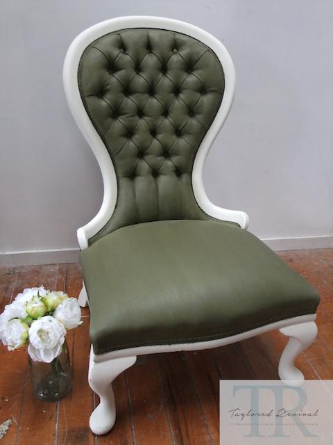 Commissioned chair with painted olive upholstery